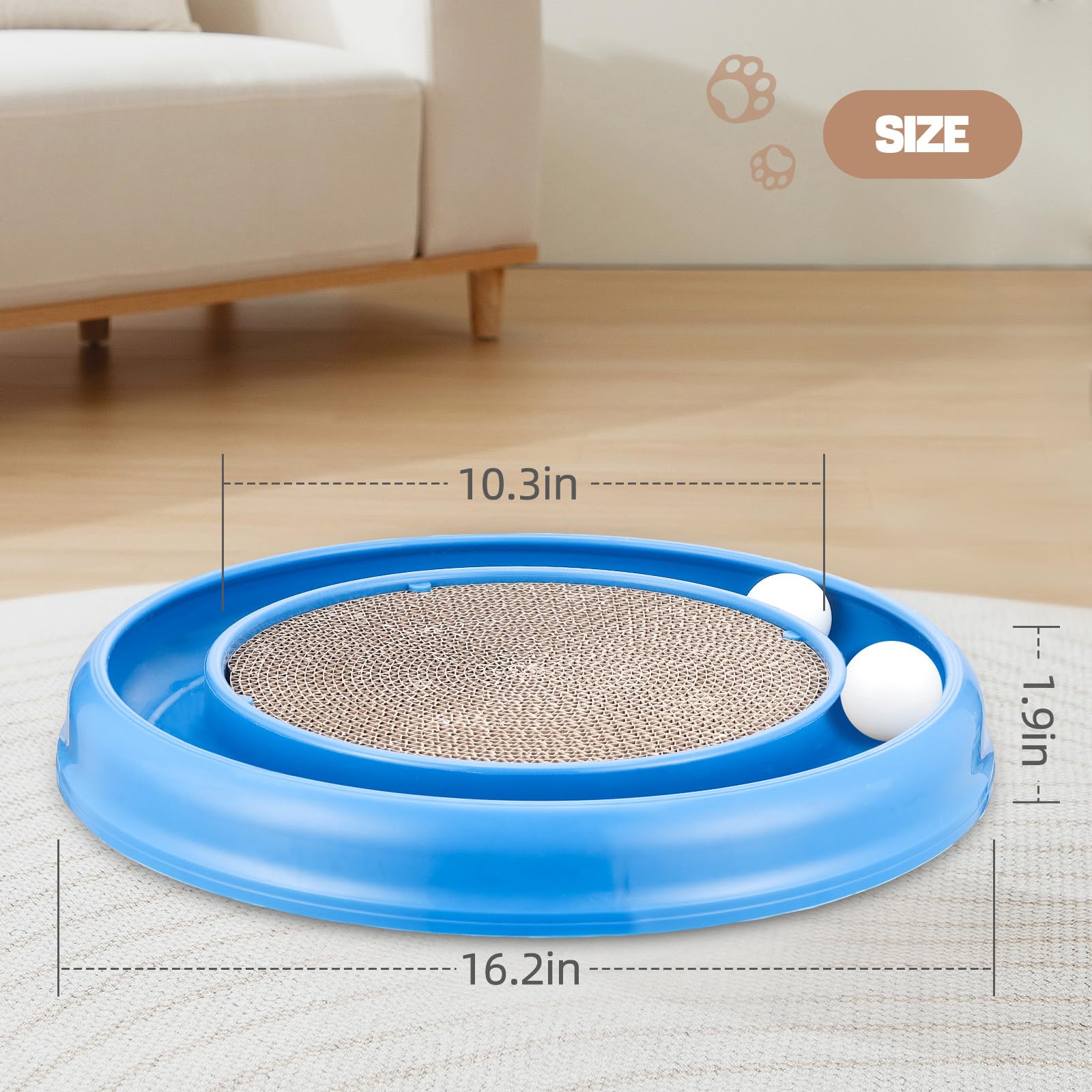 Peomliee cat scratching board with a close view of the hollow loop track.