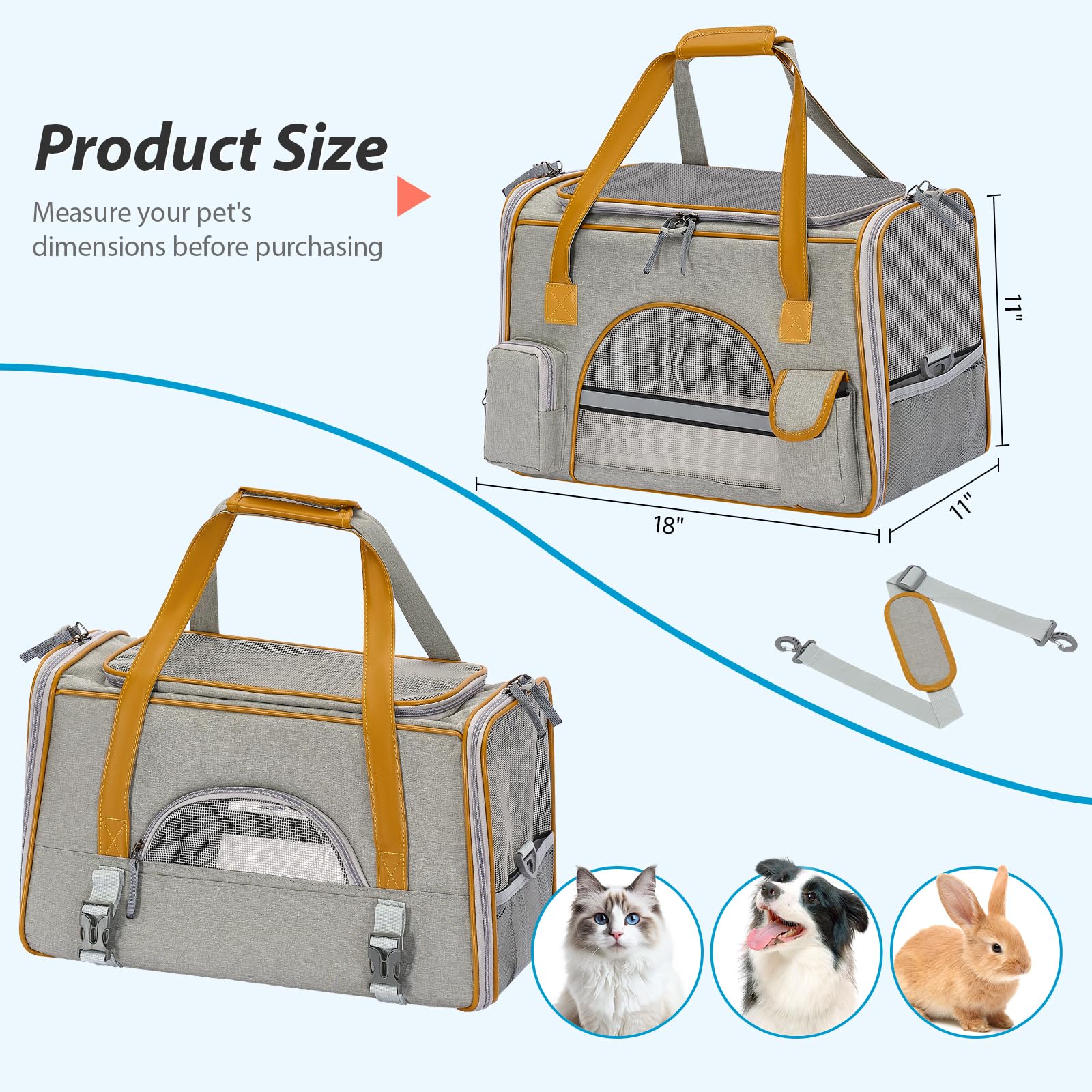 Pesen Soft Cat Carrier close-up of the anti-tear mesh panel.