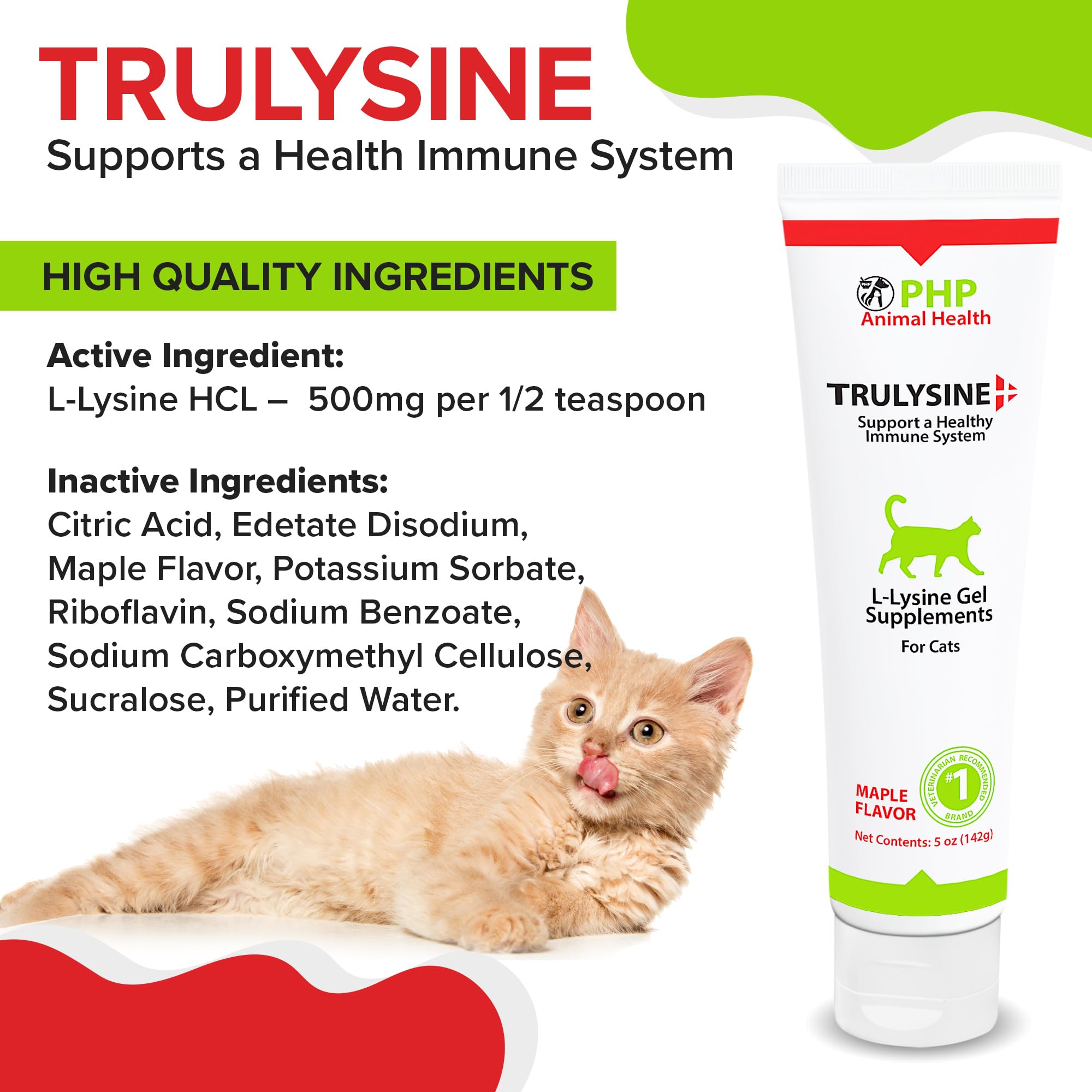 Pet Health Pharma L-Lysine gel supplement shown from an alternate angle.