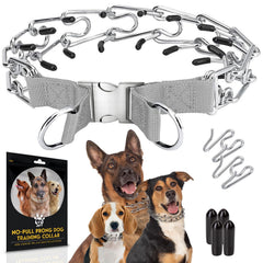 PET JETT prong collar shown from the front with its metal links and collar shape.