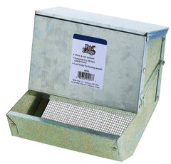 Pet Lodge Small Animal Feeder shown from the front with its lid and trough.