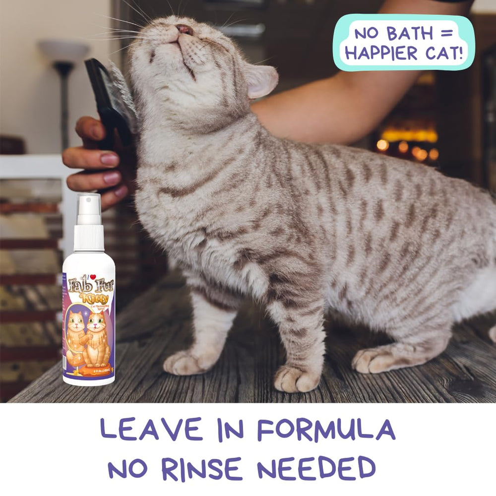Pet MasterMind Fab Fur cat detangler spray label shown from the back.