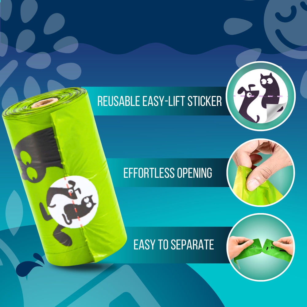 PET N PET dog poop bag shown open for waste collection.