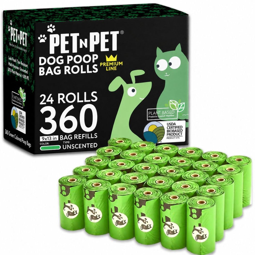 PET N PET dog poop bags shown with the front of the pack.