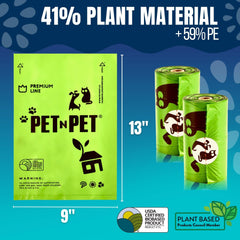 PET N PET dog poop bags shown arranged as rolls.