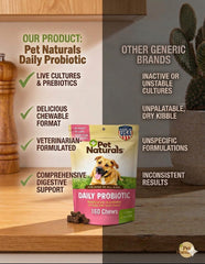 Pet Naturals Daily Probiotic chews shown with the back of the package facing forward.