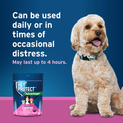 Pet Protect Calming Soft Chews with chicken flavor highlighted.