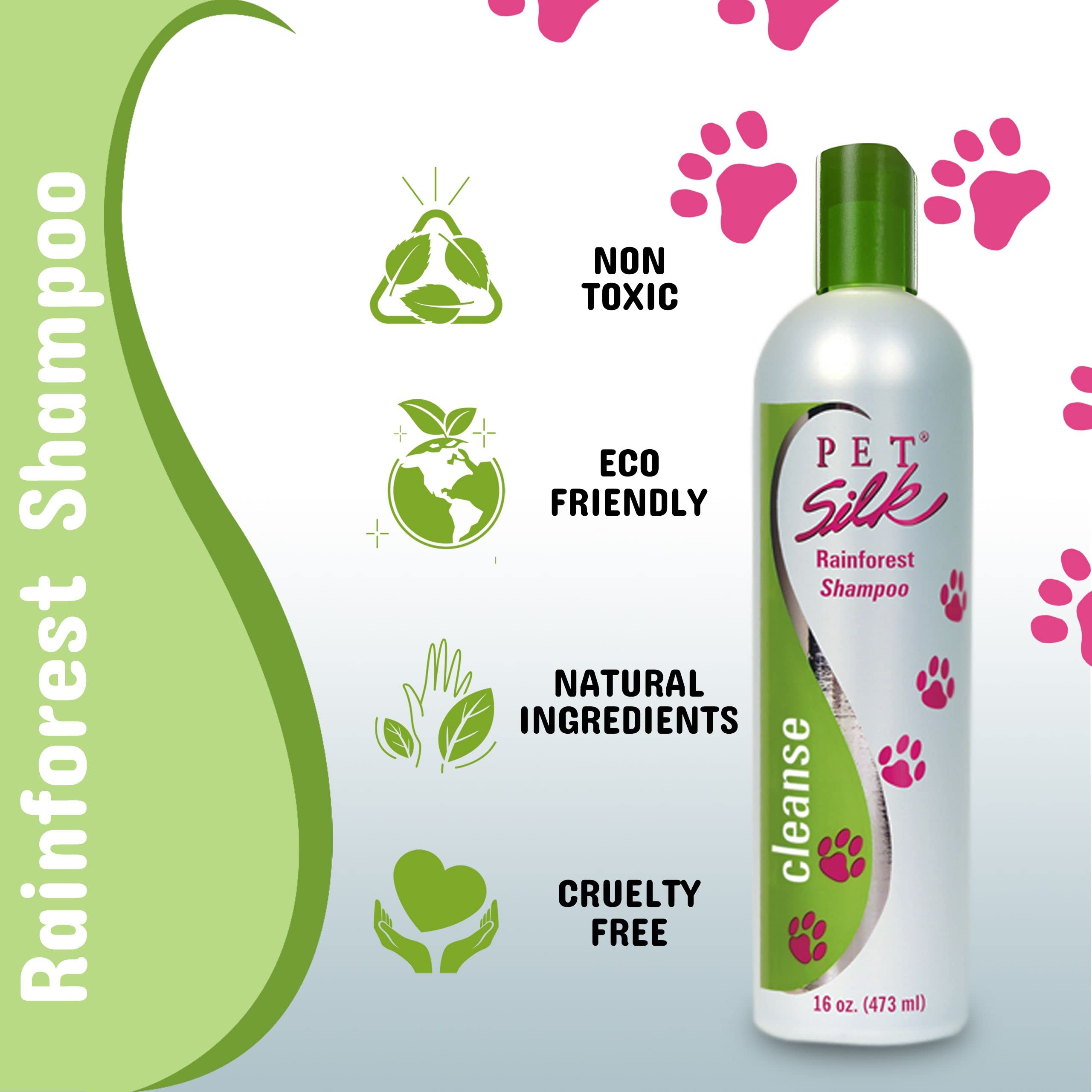 PET SILK Rainforest Clean Shampoo being used to clean a pet's paws.