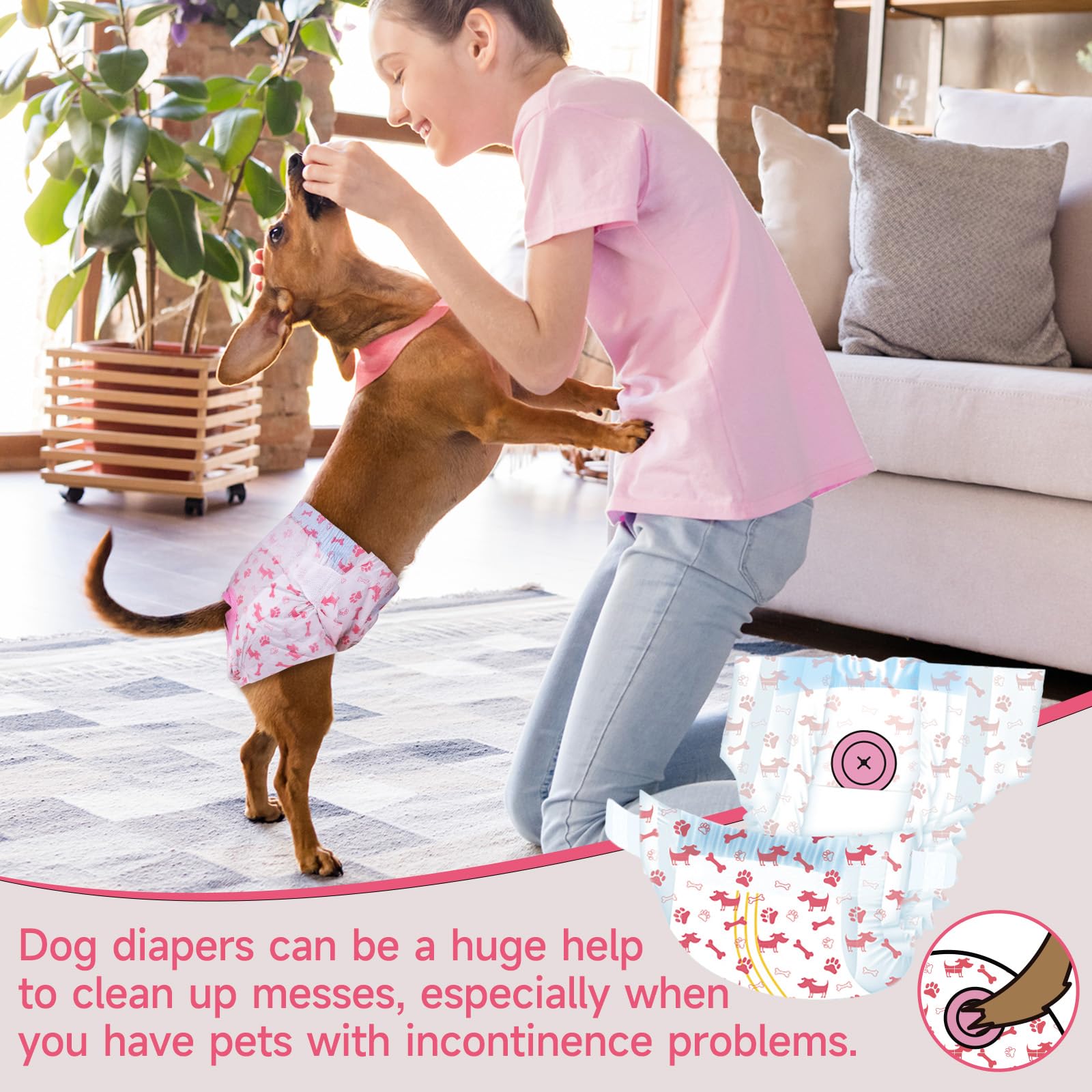 Pet Soft dog diaper shown worn by a dog.