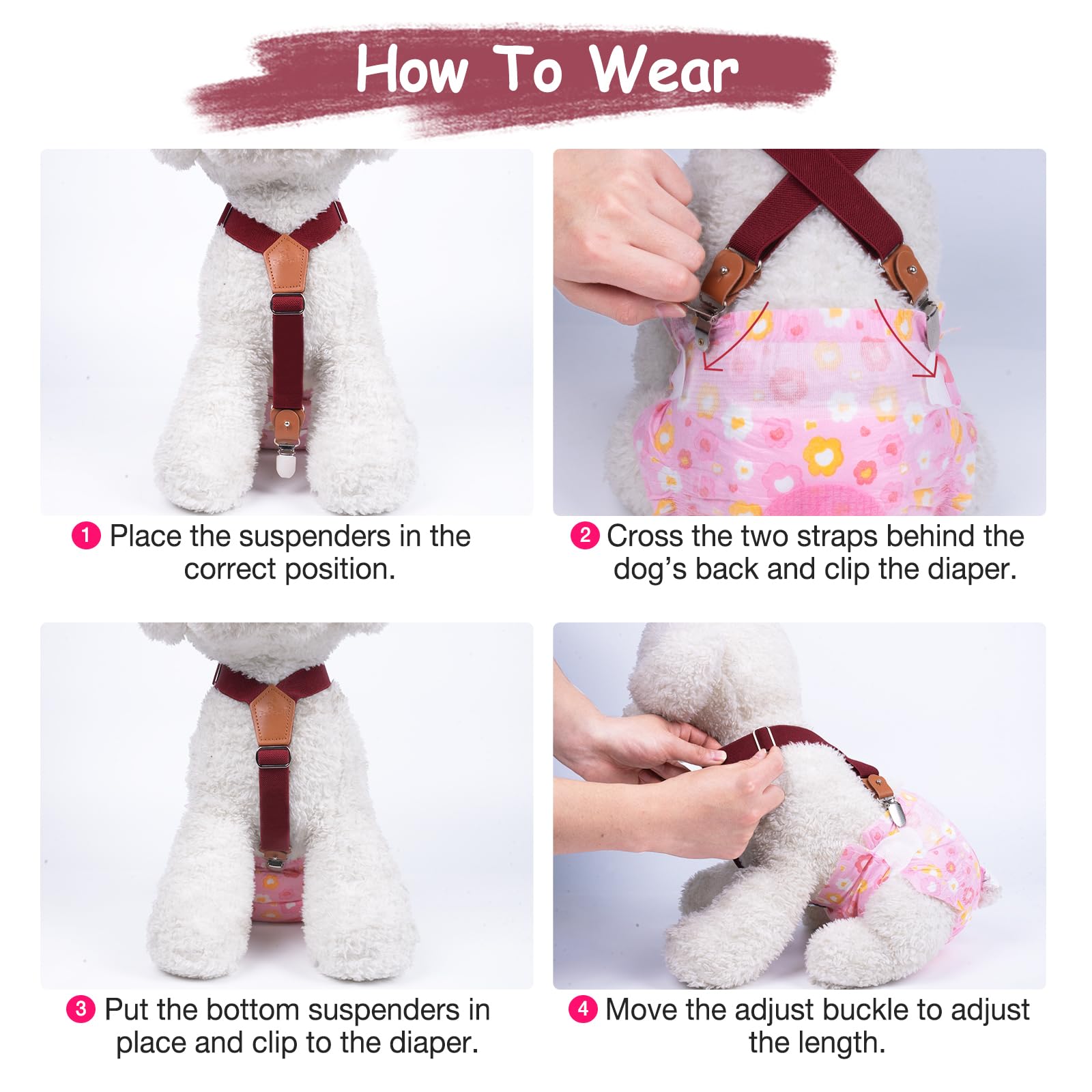 Pet Soft Dog Suspenders showing the adjustable buckle.