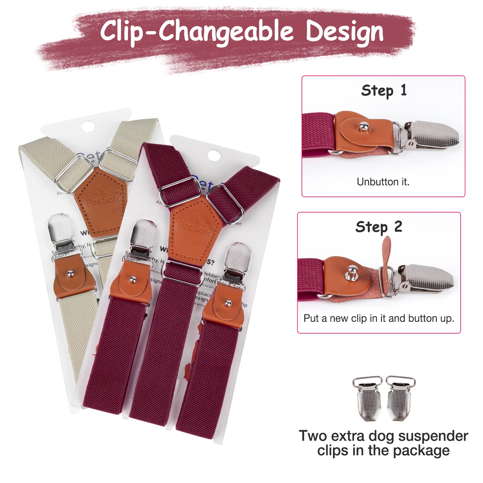 Pet Soft Dog Suspenders shown securing a dog diaper.