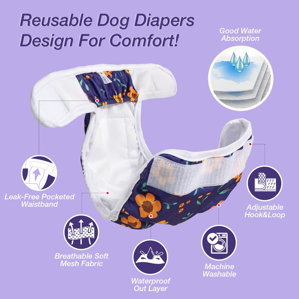 Pet Soft female dog diapers with a close view of the flower pattern.