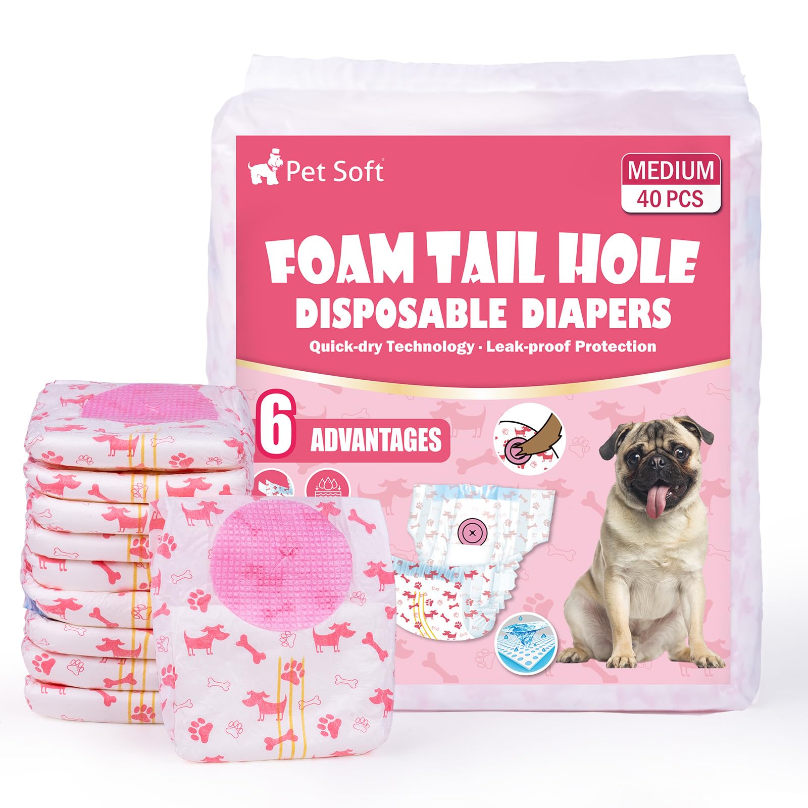 Pet Soft female dog diapers shown in a front product view.