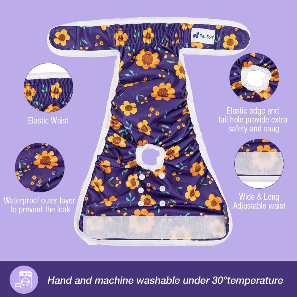 Pet Soft female dog diapers displayed as a three-piece set.
