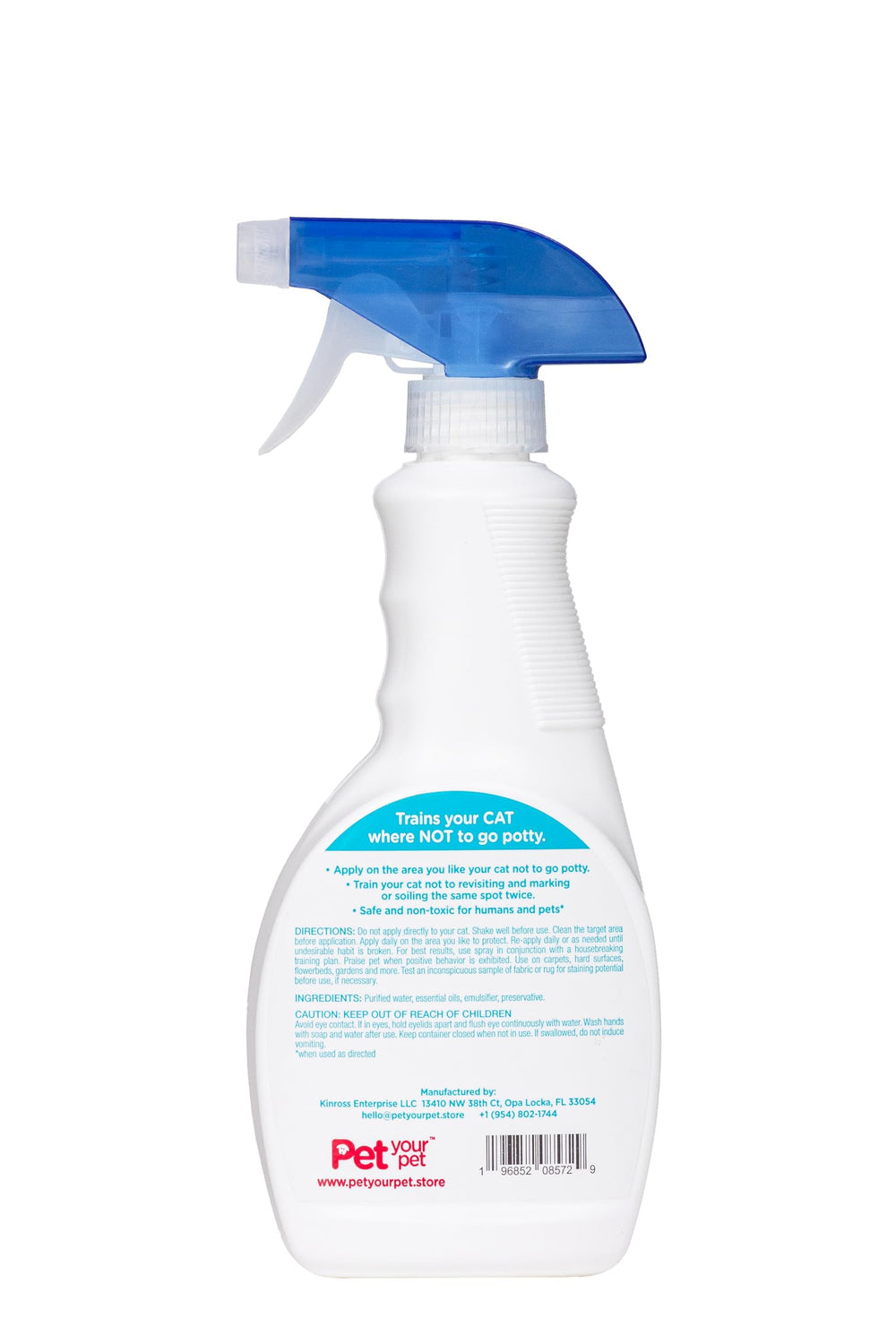 PET YOUR PET Cat Potty Training Spray shown for bedding use.