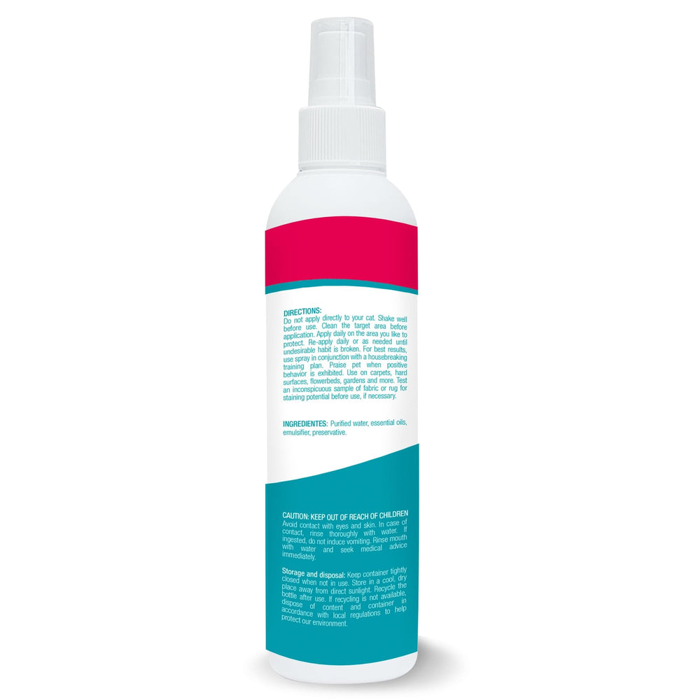 PET YOUR PET cat potty training spray shown for outdoor garden bed use.