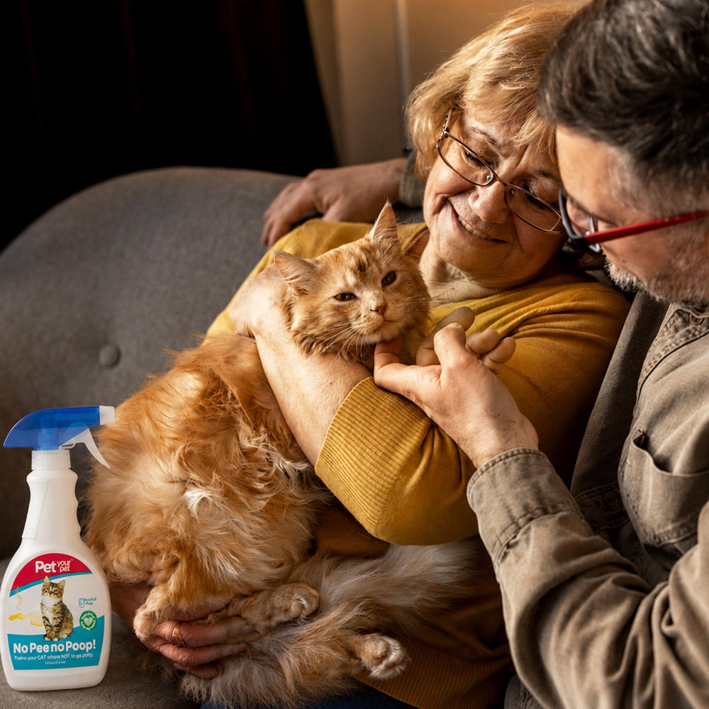 PET YOUR PET Cat Potty Training Spray shown for upholstery use.