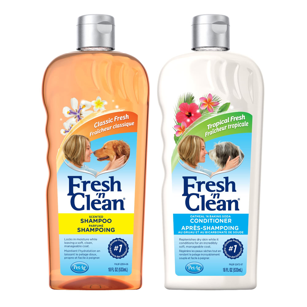 PetAg dog shampoo and conditioner bundle shown together as a front product view.