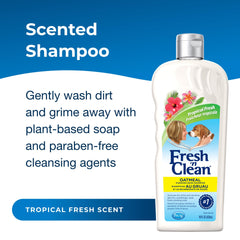 PetAg Fresh ’n Clean Oatmeal ’n Baking Soda Shampoo bottle showing its formula details.
