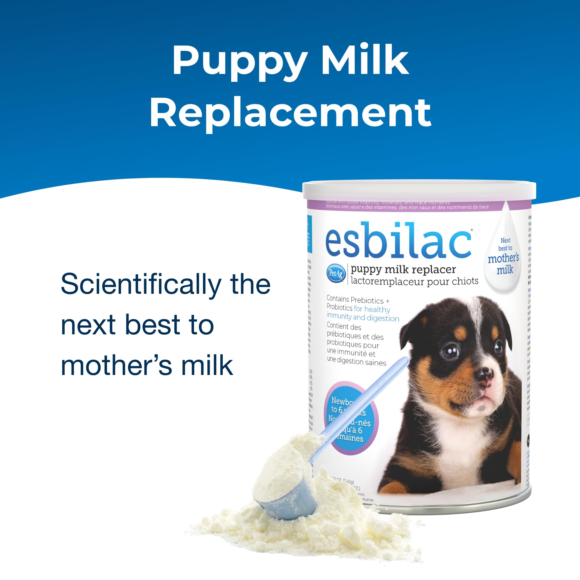 PetAg puppy milk replacer shown prepared after mixing with warm water.