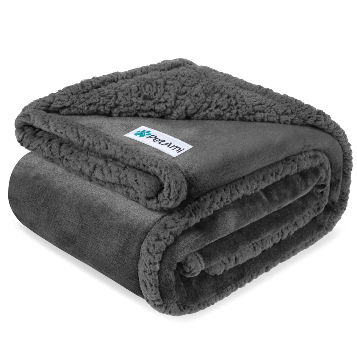 PetAmi Waterproof Dog Blanket shown from the front in dark grey.