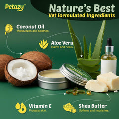 Petazy Frost Guard dog paw balm soft wax texture shown close up.