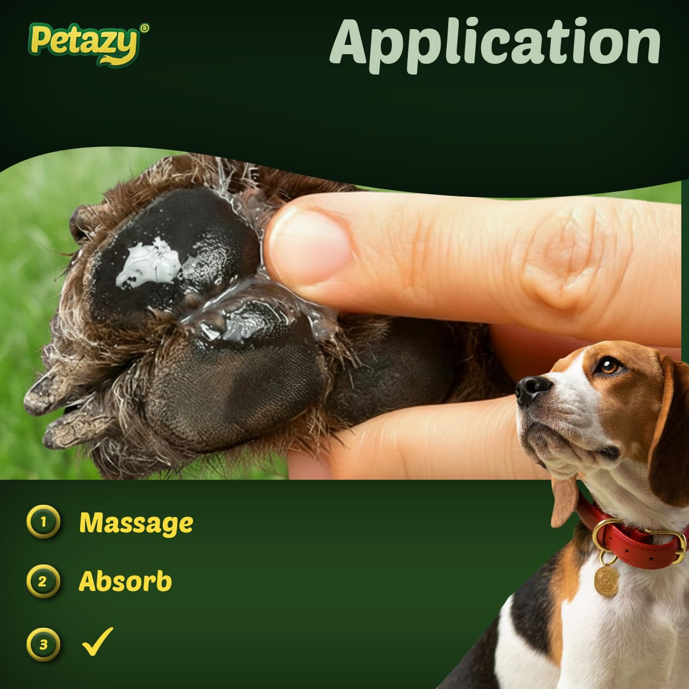 Petazy Frost Guard dog paw balm shown in a before-walk and after-walk care routine.