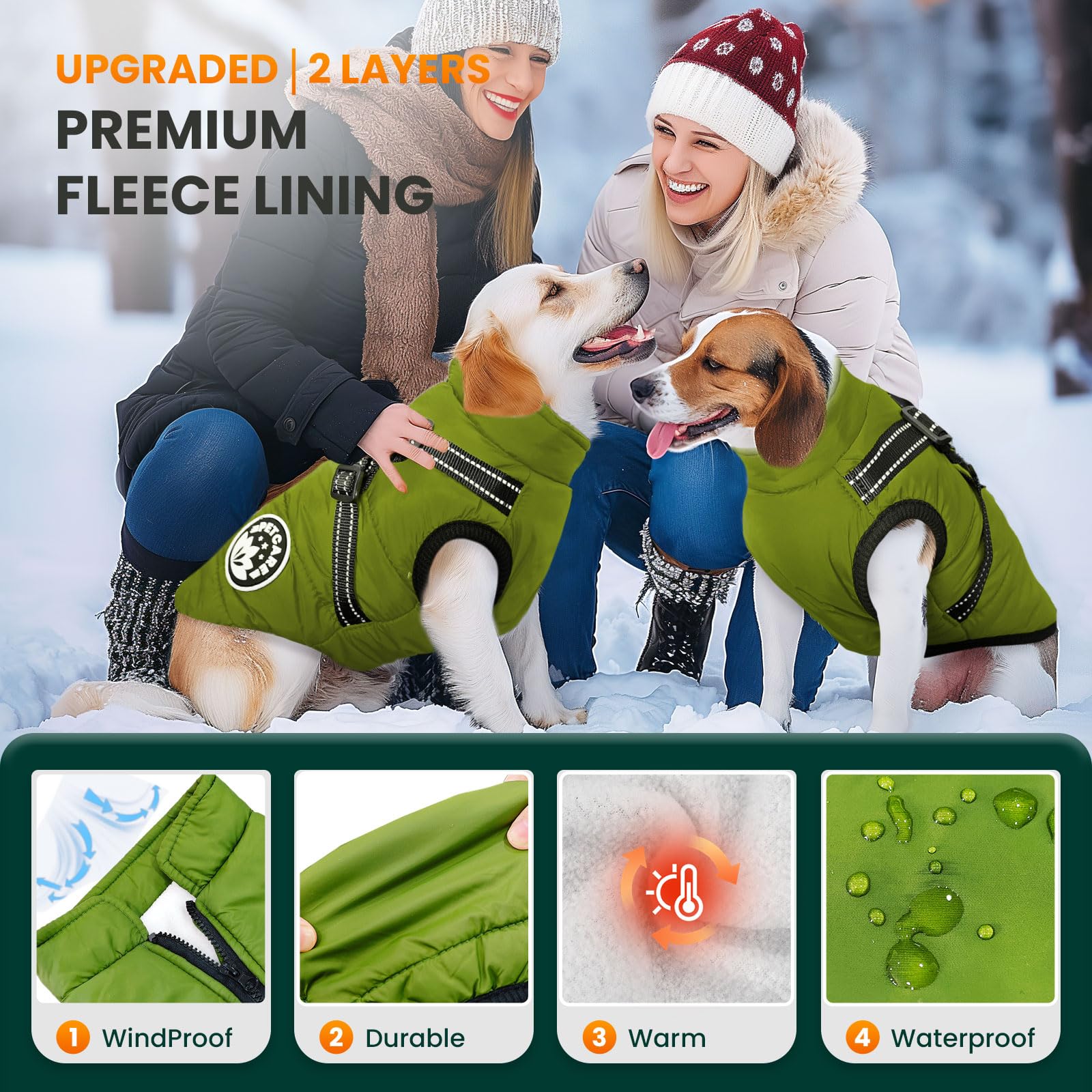 Petcare Winter Dog Coat showing its back zipper.