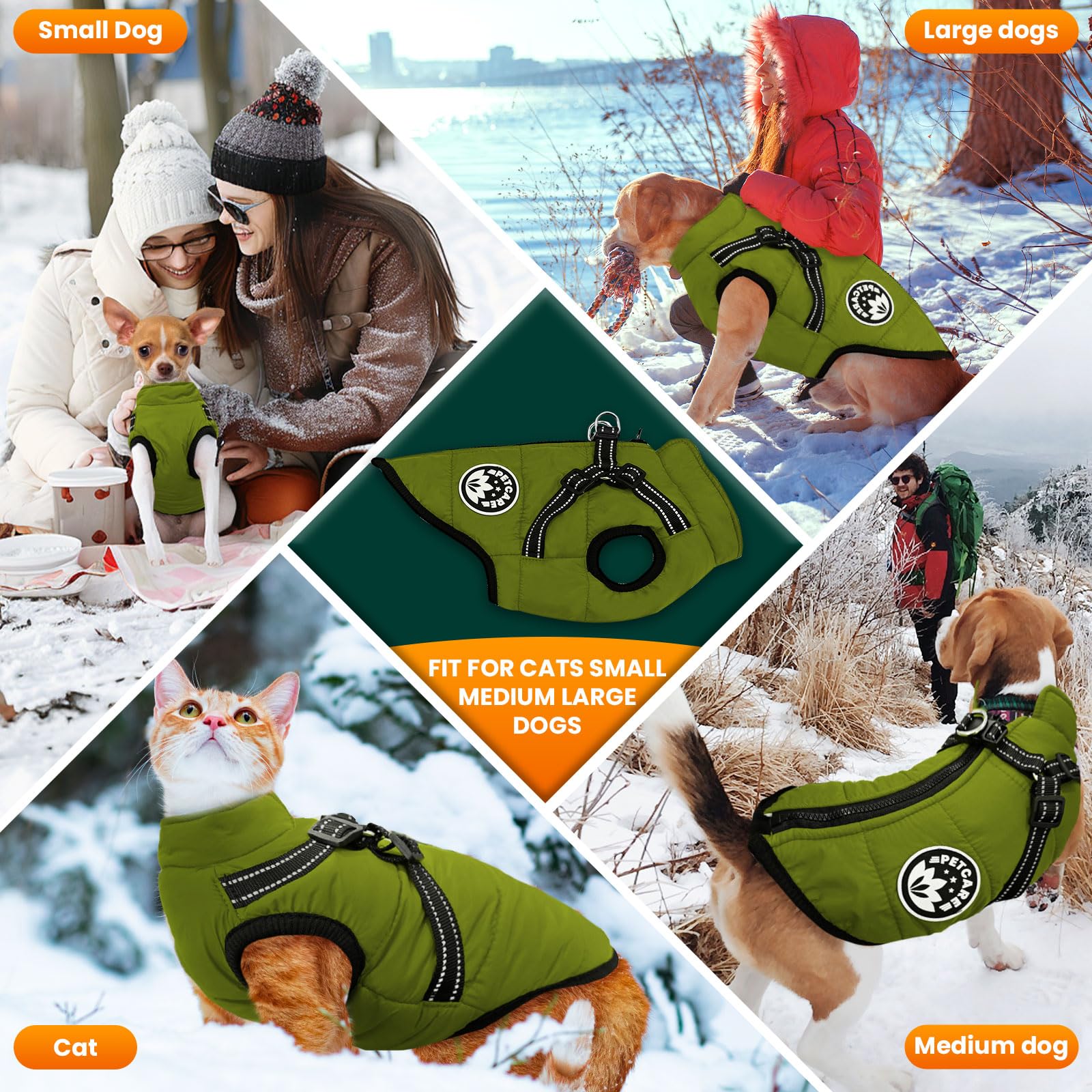 Petcare Winter Dog Coat detail of the reflective harness strap.