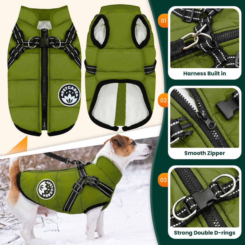 Petcare Winter Dog Coat shown from a side angle.