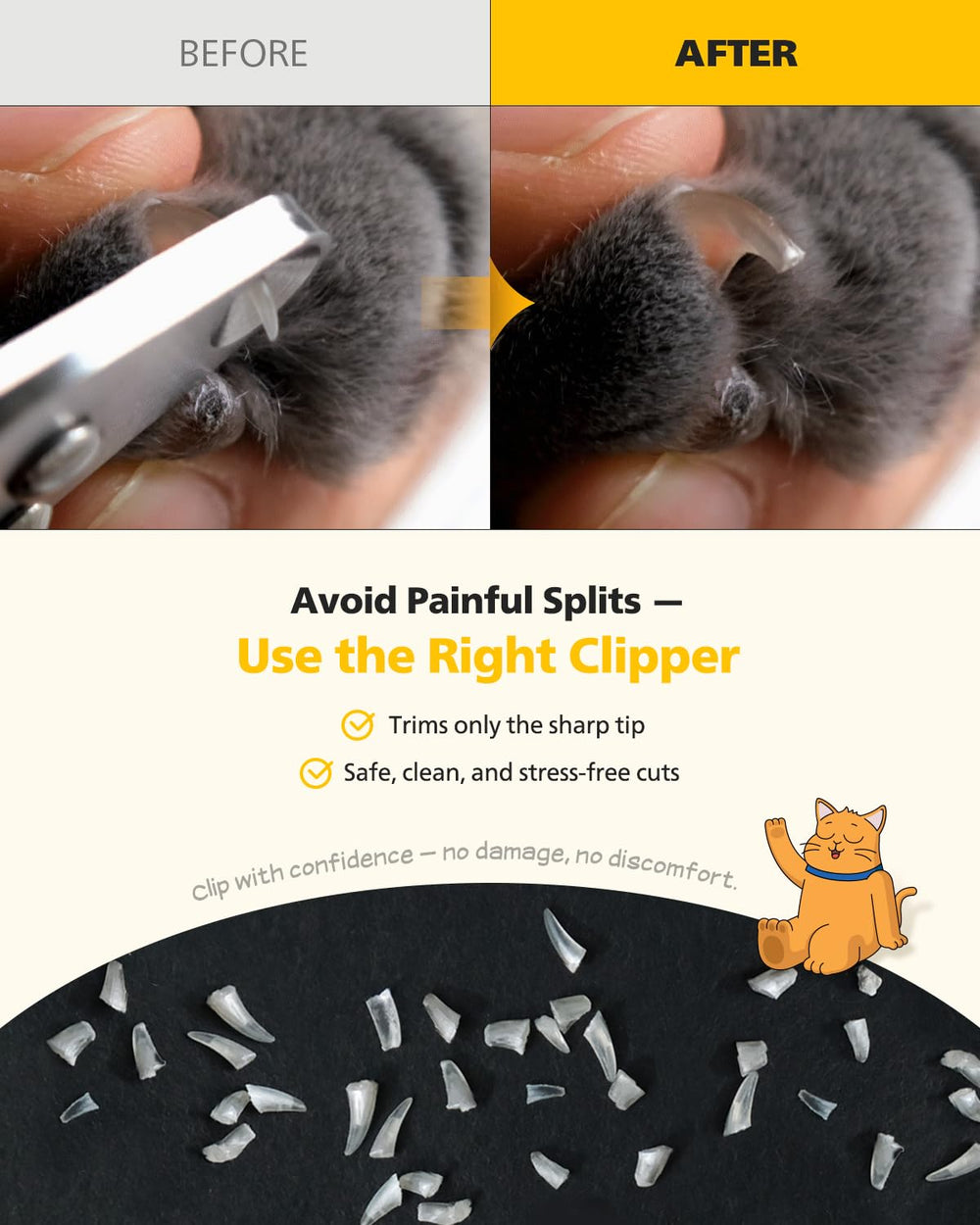 PETHROOM cat nail clipper being used during an indoor cat nail trim.