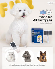 PETHROOM Self-Cleaning Slicker Brush moving through a pet's coat.