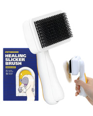 PETHROOM Self-Cleaning Slicker Brush shown from the front.