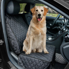 PETICON front seat car cover fabric and water-resistant coating close-up.
