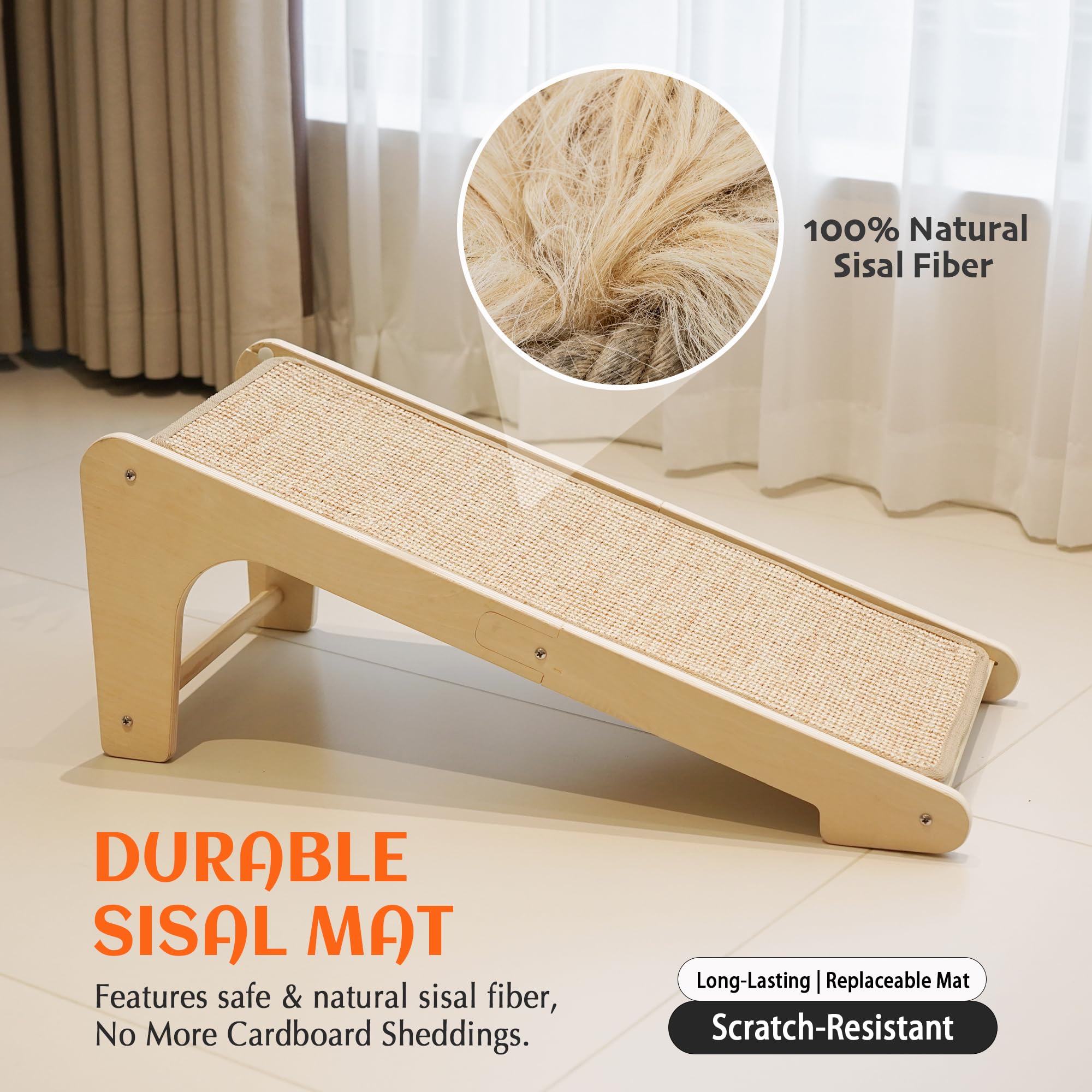 PETKARAY Cat Scratcher shown at an angle as a sloped scratching ramp.