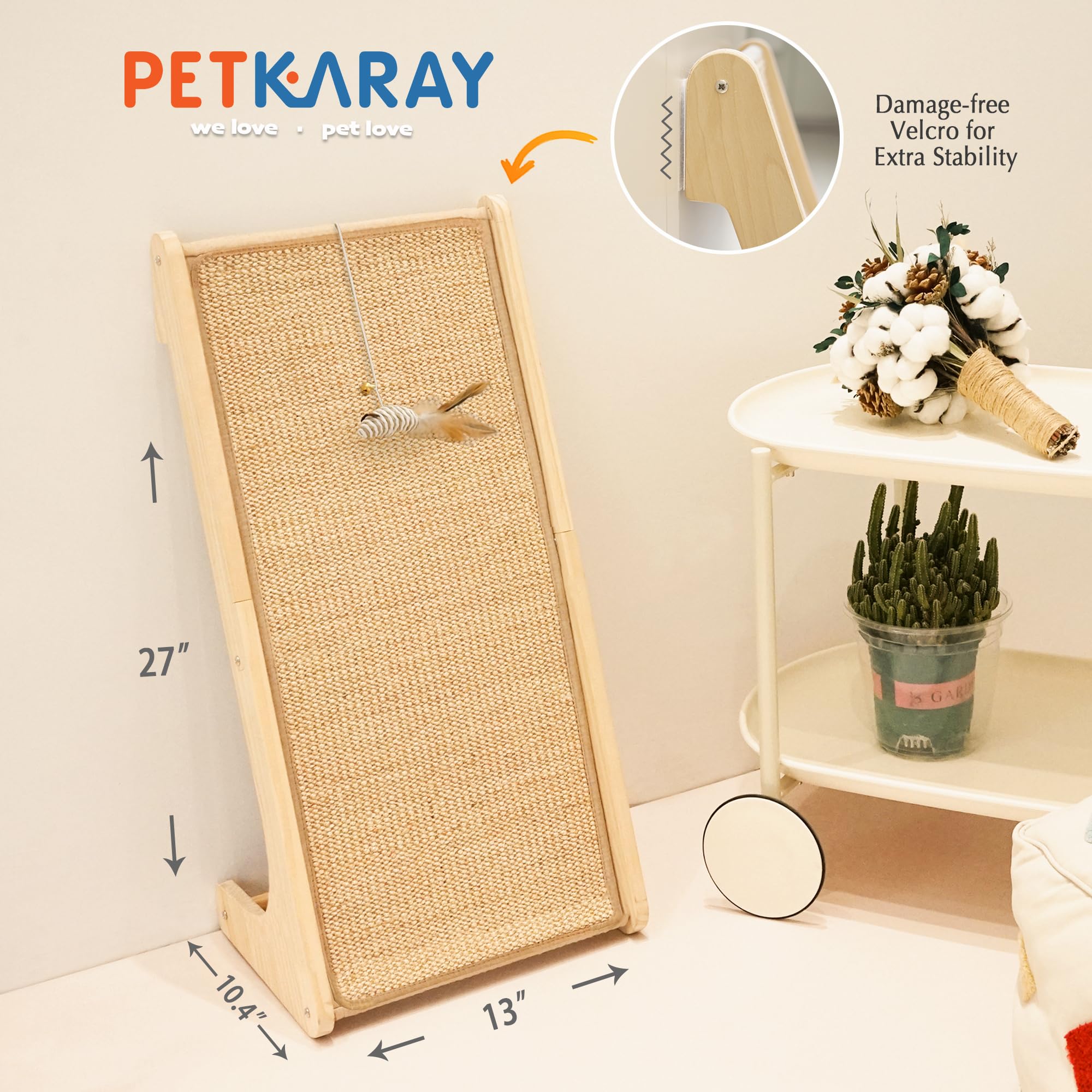 PETKARAY Cat Scratcher shown as an assembled sisal ramp.