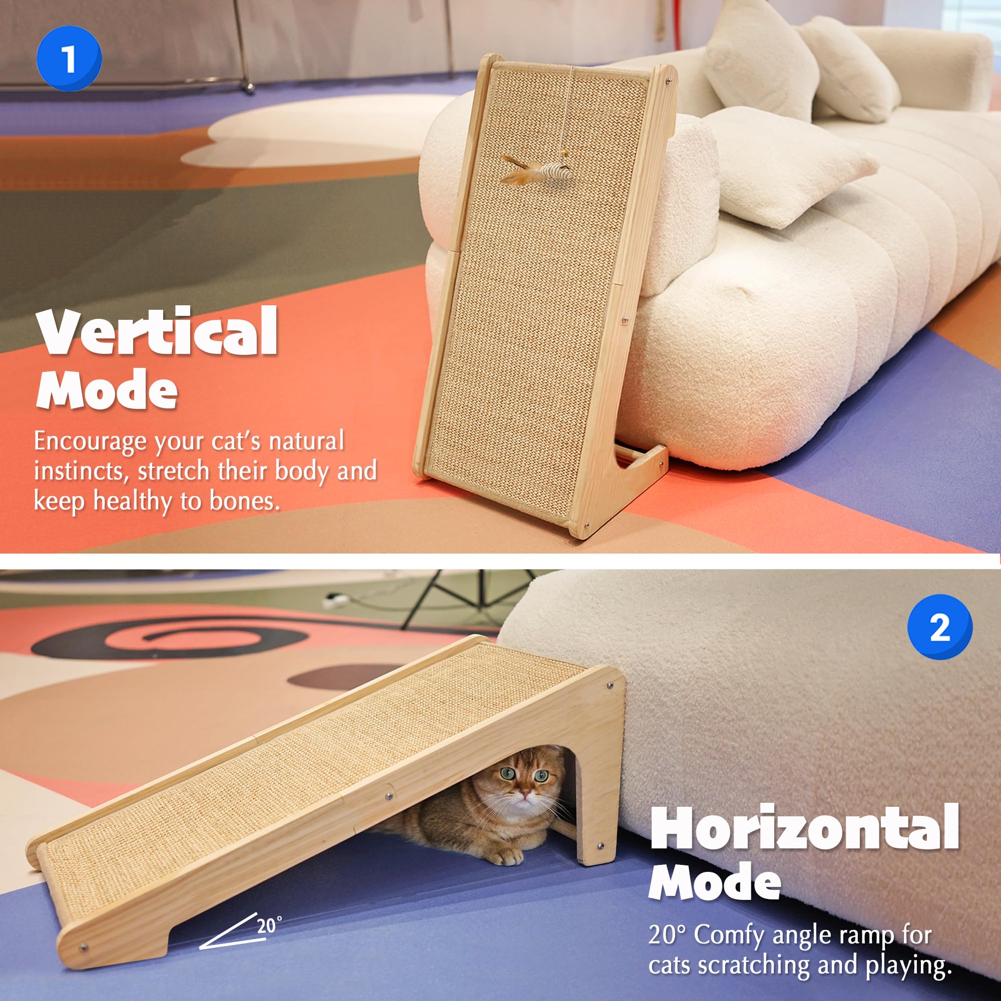 PETKARAY Cat Scratcher positioned on the floor as a ramp.