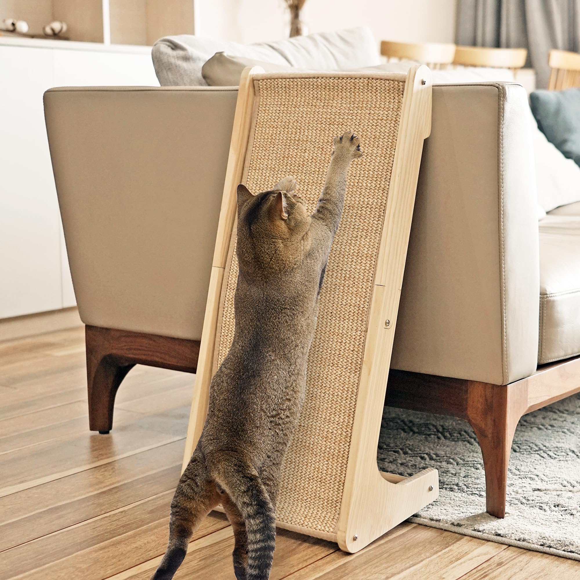 PETKARAY Cat Scratcher shown from the front with its sisal ramp surface.