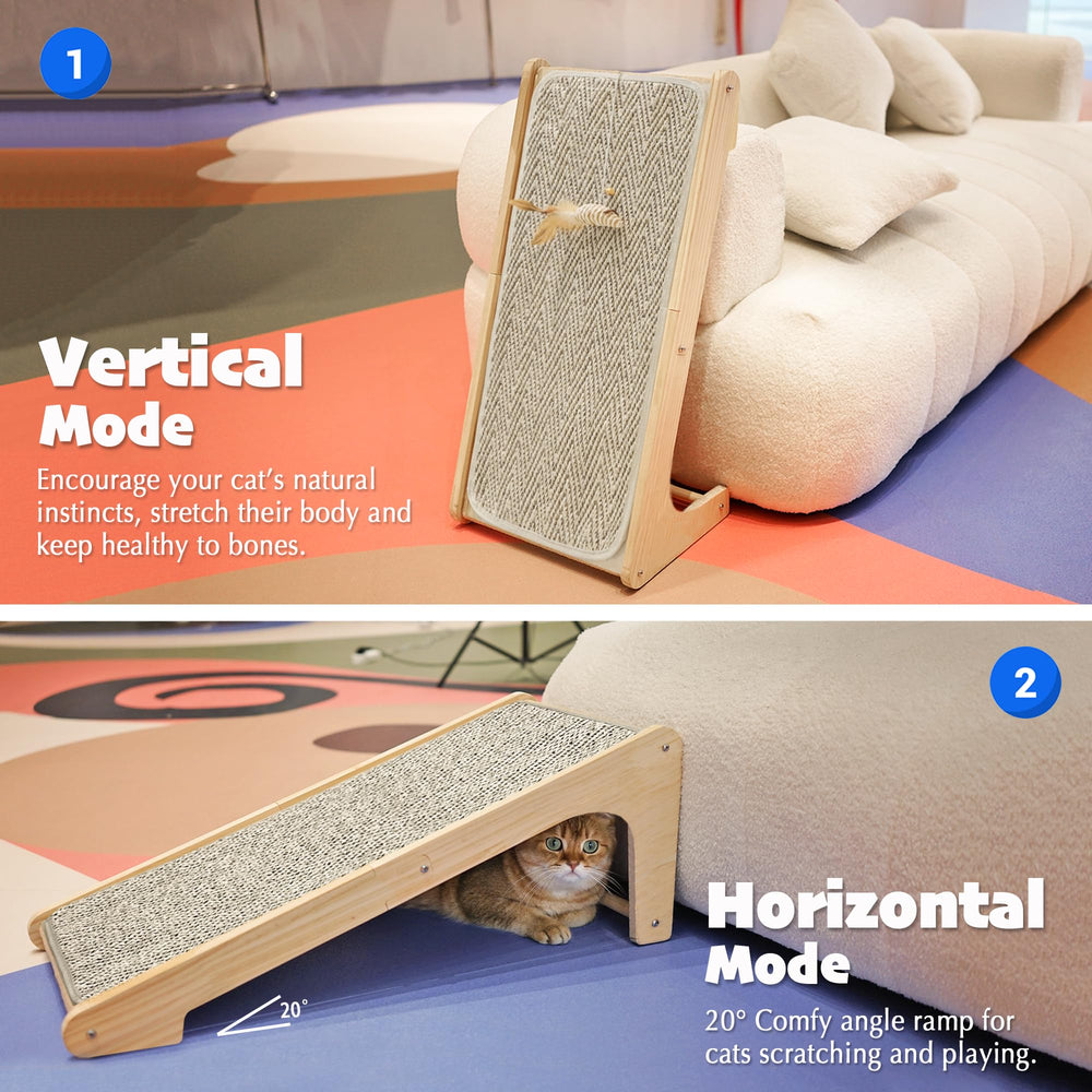 PETKARAY cat scratcher viewed from the side to show its angled ramp.