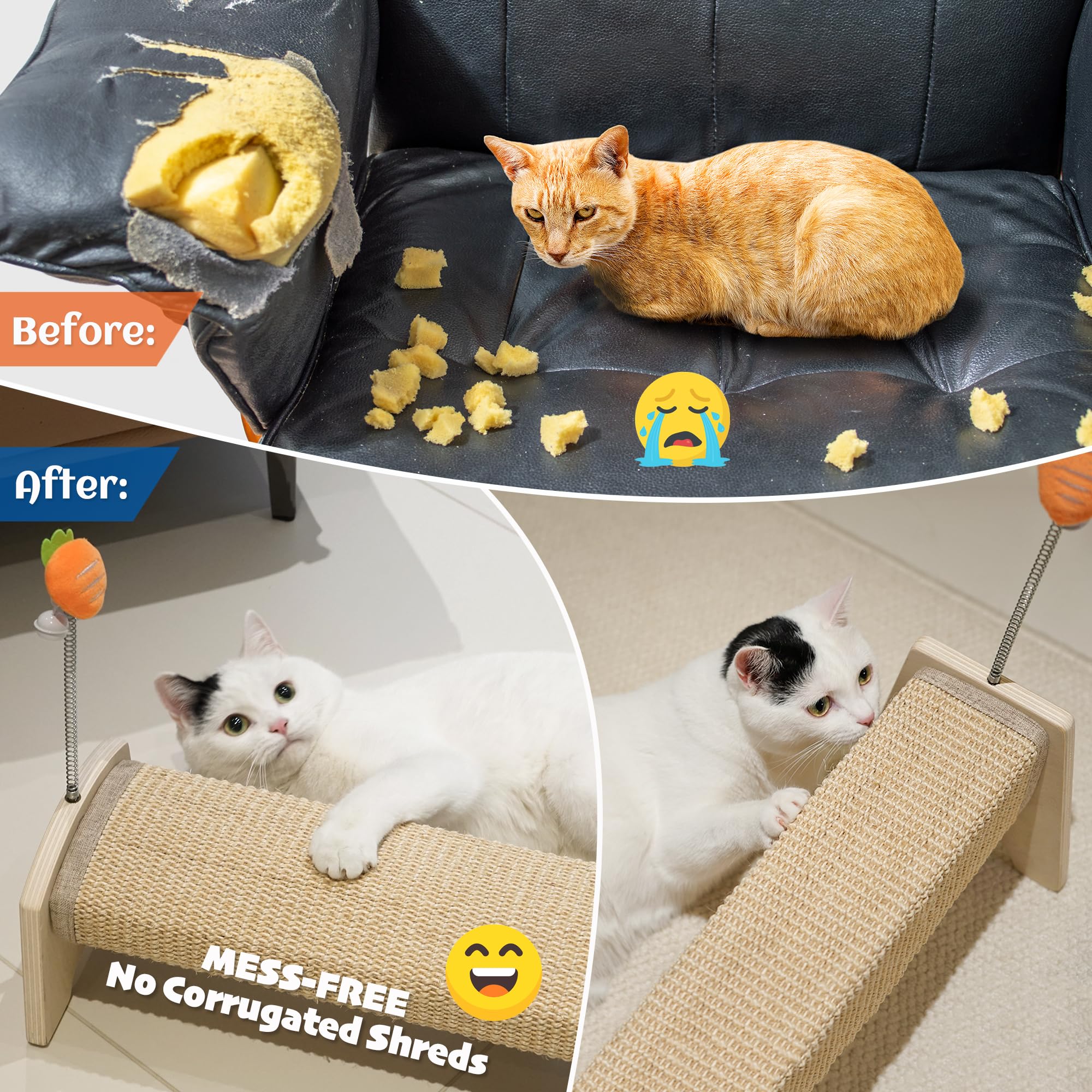 PETKARAY Horizontal Scratching Post shown in use as a cat scratches the surface.