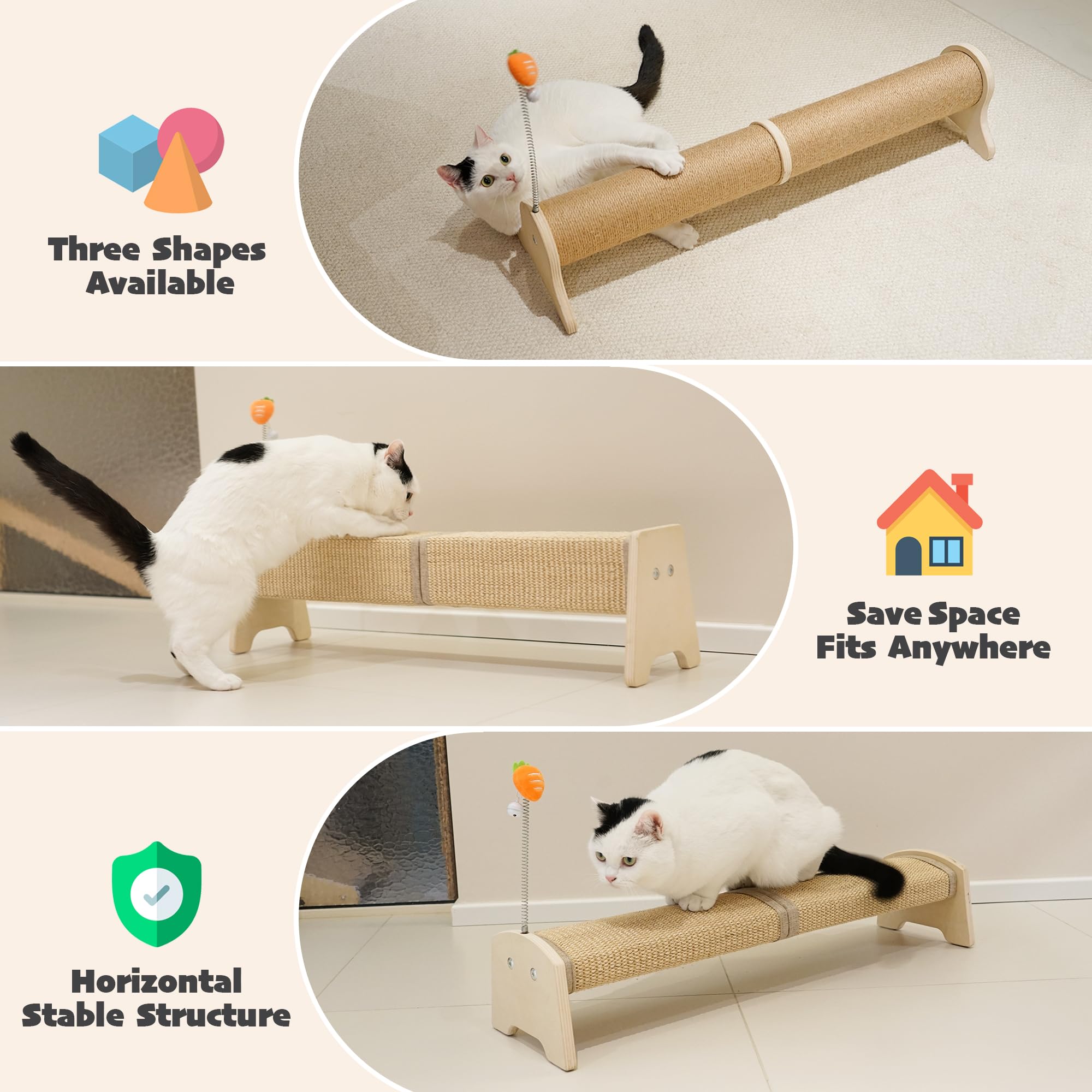 PETKARAY Horizontal Scratching Post set with the scratcher and spring toy.