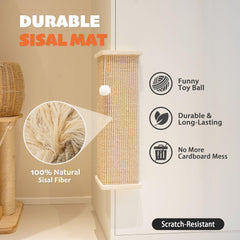 Close-up of the natural sisal mat on the PETKARAY corner cat scratcher.