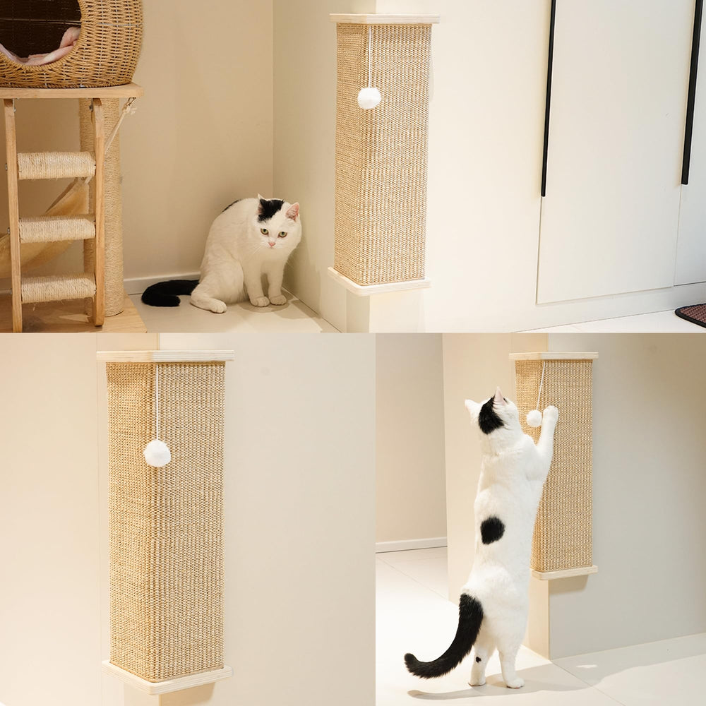 Side angle showing the corner shape of the PETKARAY sisal cat scratcher.