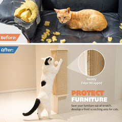 The furry toy ball attached to the PETKARAY sisal corner cat scratcher.