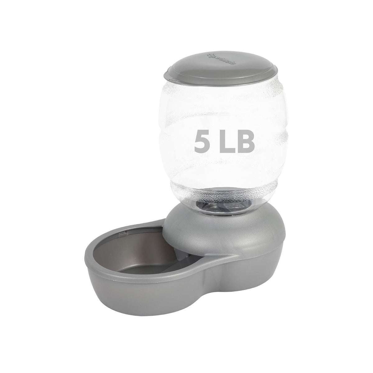 Petmate Replendish feeder shown from the front in pearl silver grey.
