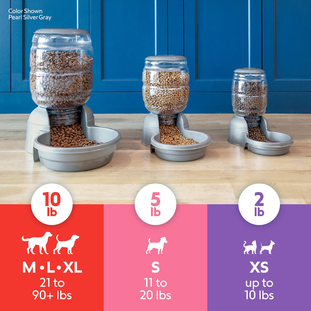 Petmate Replendish Gravity Feeder bottle and base shown separated.