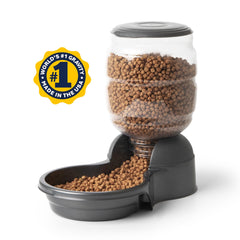 Petmate Replendish Gravity Feeder easy-snap lid shown close up.
