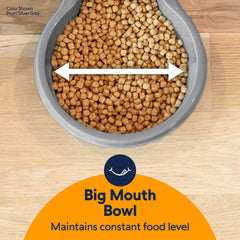 Petmate Replendish Gravity Feeder wide-mouth food dish shown close up.