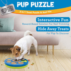Pets Know Best Pup Puzzle dog nail file toy being explored by a dog.