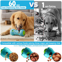 PETSTA dog puzzle toy being rolled during interactive treat play.
